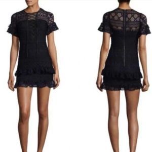 NWT Parker BLACK Emilia Ruffle Lace Dress Size S